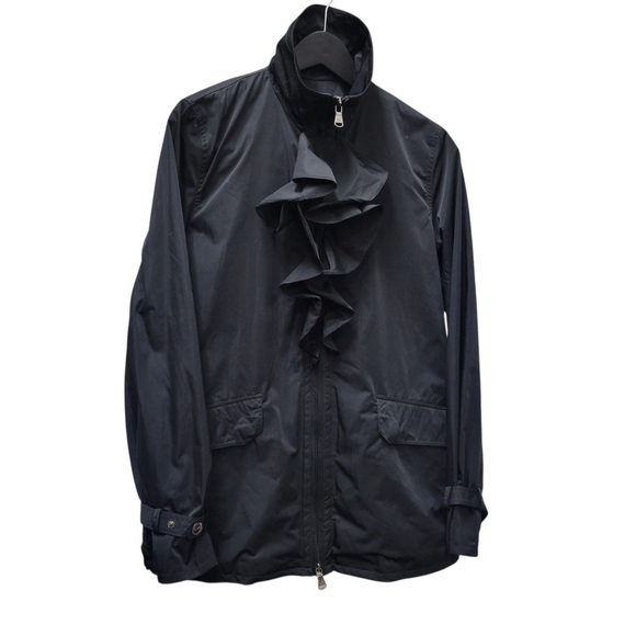 Lauren Ralph Lauren Women's Full-Zip Ruffled Spring Black Light Jacket Medium - Picture 2 of 10